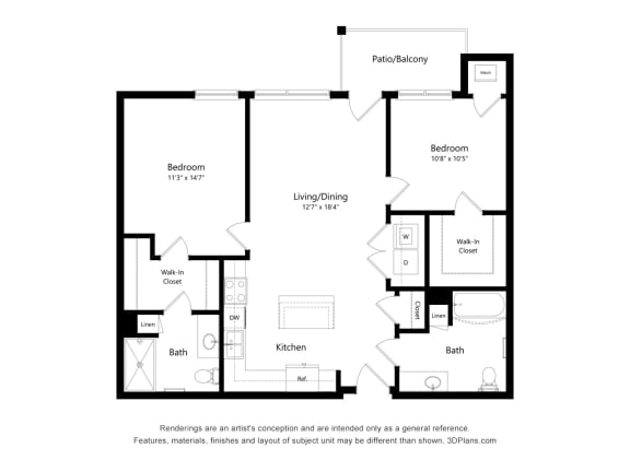 Centennial Crossings_2D_2 Bedroom B1