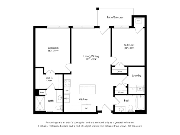 Centennial Crossings_Bedroom B2 Floor Plan