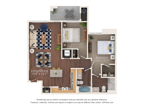 Floor Plan  2 bed 2 bath D at Estrella Springs at Canyon Trails Apartments, Arizona, 85338