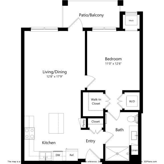1C Floor Plan at Harbor at Twin Lakes 55+ Apartments, Roseville, 55113