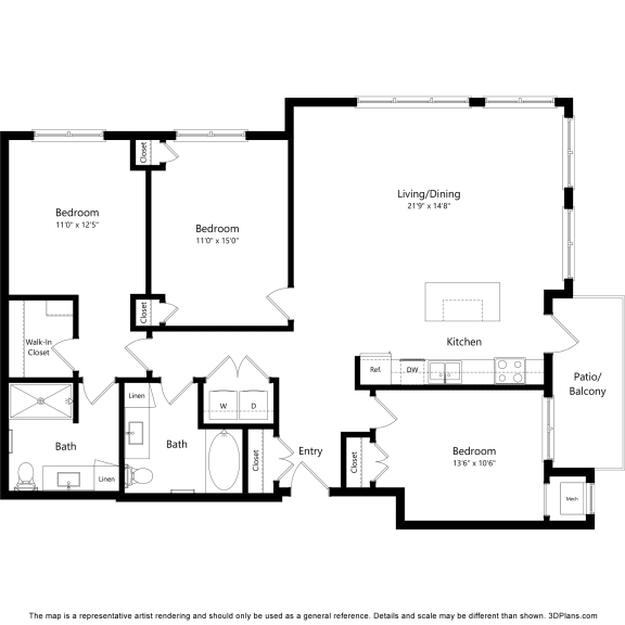 3B Floor Plan Blueprint 3B Floor Plan at Harbor at Twin Lakes 55+ Apartments, Minnesota