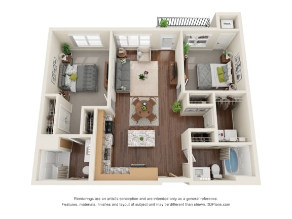 2C Floor Plan 2C Floor Plan at Harbor at Twin Lakes 55+ Apartments, Roseville, 55113