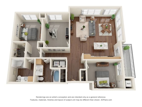 3B Floor Plan 3B Floor Plan at Harbor at Twin Lakes 55+ Apartments, Roseville