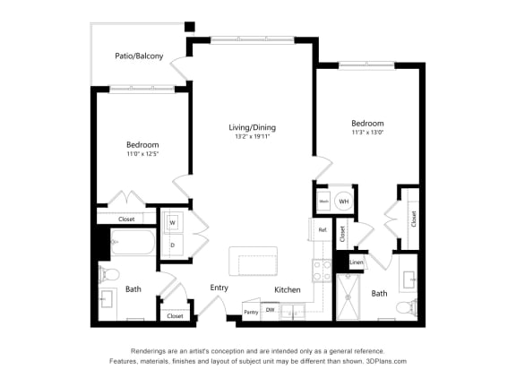 B1 Floor Plan Blueprint at Haven at Congaree Pointe 55+ Apartments, South Carolina