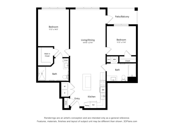 B3 Wheelchair Accessible Floor Plan Blueprint B3 Wheelchair Accessible Floor Plan Blueprint at Haven at Congaree Pointe 55+ Apartments, Columbia, SC