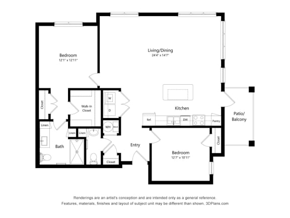 B4 Floor Plan Blueprint at Haven at Congaree Pointe 55+ Apartments, Columbia, 29209