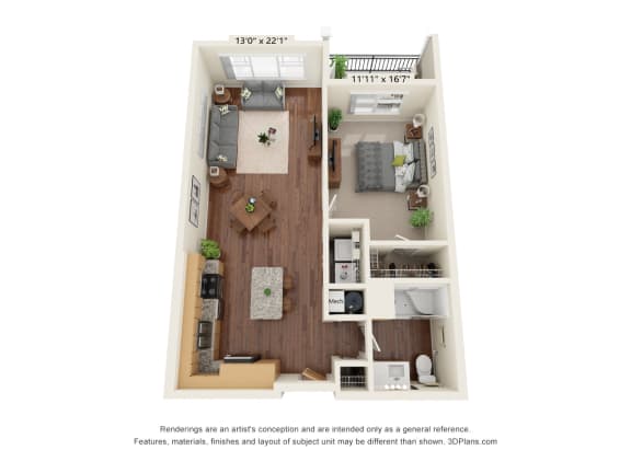 A1 Floor Plan at Haven at Congaree Pointe 55+ Apartments, South Carolina