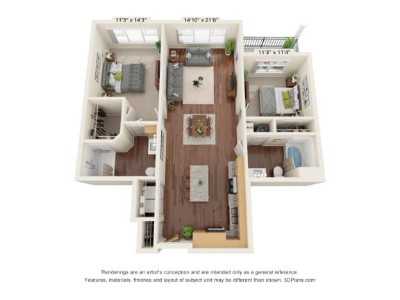 B3 ADA Floor Plan B3 ADA Floor Plan at Haven at Congaree Pointe 55+ Apartments, South Carolina