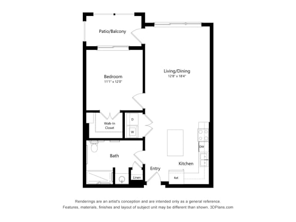 A1 Wheelchair Accessible Floor Plan Blueprint at Heron Ridge 62+ Apartments, Kissimmee, FL