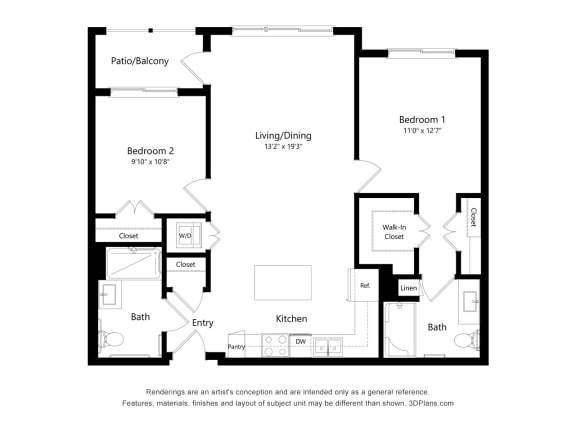 B1 Wheelchair Accessible Floor Plan Blueprint at Heron Ridge 62+ Apartments, Kissimmee, FL