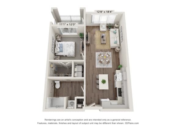 A1 Wheelchair Accessible Floor Plan at Heron Ridge 62+ Apartments, Kissimmee, Florida