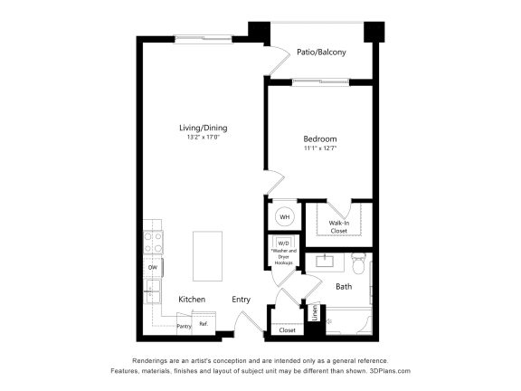 A1 Floor Plan at Juniper Square 55+ Apartments, Glendale, AZ 85301