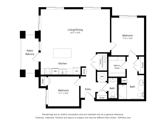 B3 Floor Plan at Juniper Square 55+ Apartments, Glendale, AZ 85301