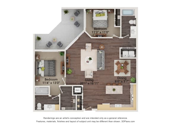 B6_Colored Floor Plan at Juniper Square 55+ Apartments, Glendale Arizona