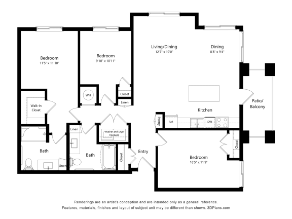 C1 Floor Plan at Juniper Square 55+ Apartments, Glendale Arizona