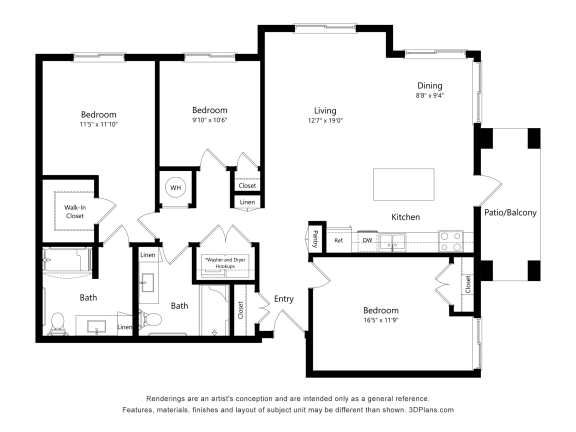 C1_Type A Floor Plan at Juniper Square 55+ Apartments, Glendale