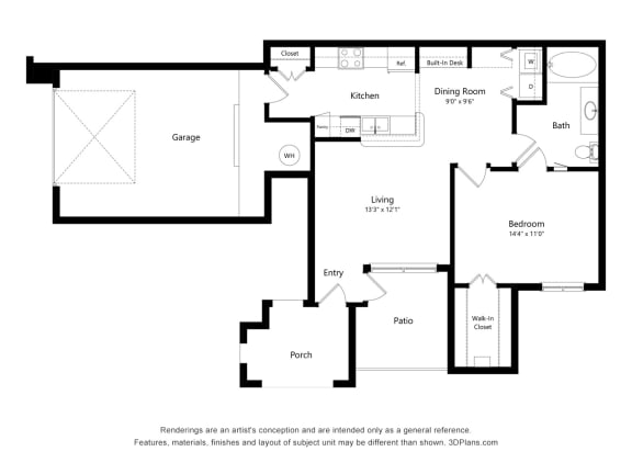 1 bed 1 bath B at Lakeside Pointe Apartments & Townhomes, Pearland