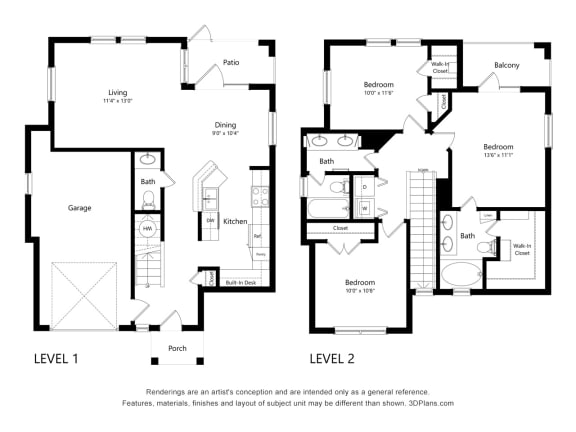 Floor Plan  3 bed 2 bath D&#xA0;at Lakeside Pointe Apartments &amp; Townhomes, Pearland