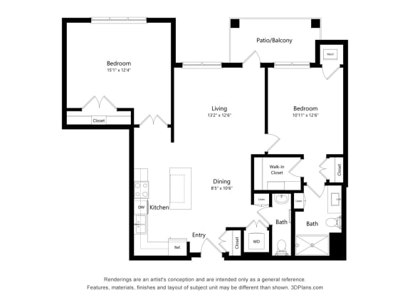 2F Floor Pan at Oaks Landing 55+ Apartments, New Brighton Minnesota