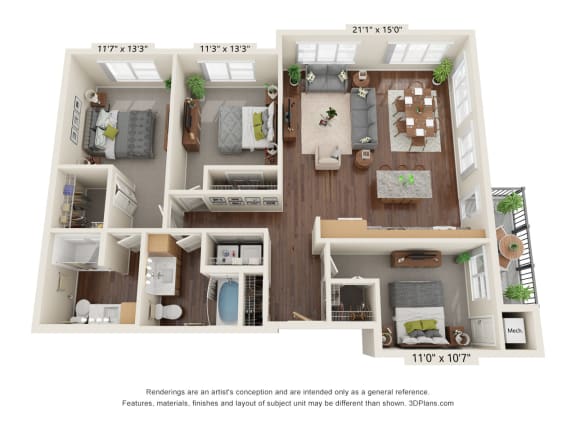 Floor Plan  3A Floor Plan at Orville Commons, Minnesota, 55129