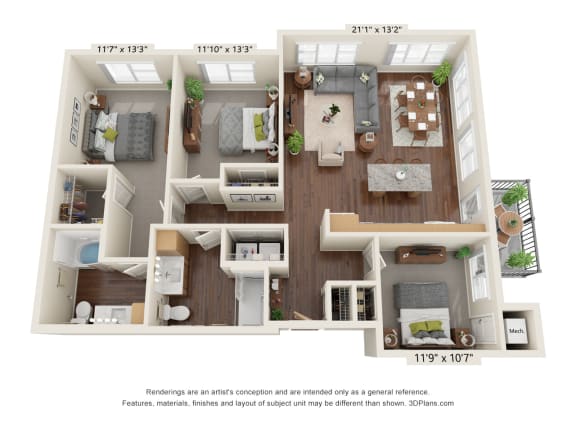 Floor Plan  3B_ADA Floor Plan at Orville Commons, Woodbury, MN