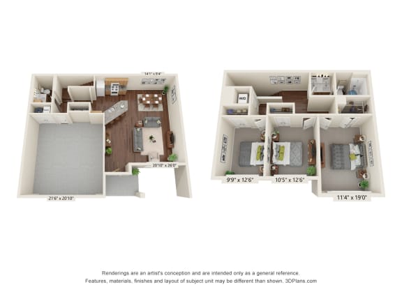 Floor Plan  3BD_Level1And2 at Orville Commons, Woodbury, MN 55129