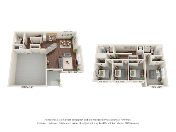 Floor Plan  4BD_Level1And2 at Orville Commons, Woodbury Minnesota