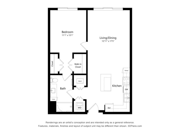 1B Floor Plan Blueprint at Osprey Park 62+ Apartments, Florida