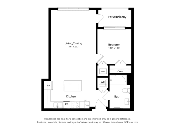 1D Floor Plan Blueprint at Osprey Park 62+ Apartments, Kissimmee, 34758