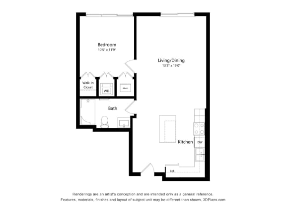 1E Floor Plan Blueprint at Osprey Park 62+ Apartments, Kissimmee