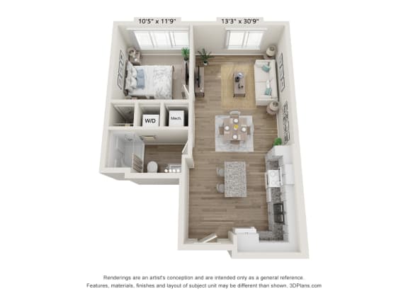 1E Floor Plan at Osprey Park 62+ Apartments, Kissimmee, Florida