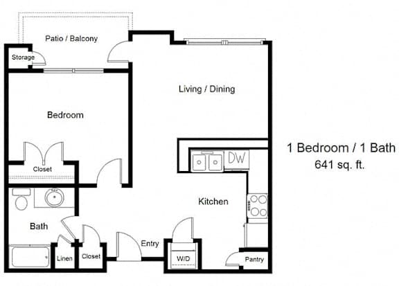 Floor Plan  Dominium_Parkland Manor_1C Bedroom