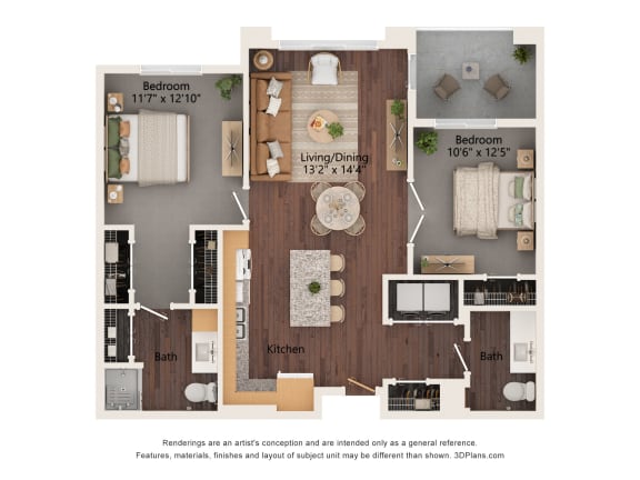 2 bed 2 bath E at Suncrest Vista at Canyon Trails 55+ Apartments, Goodyear, AZ
