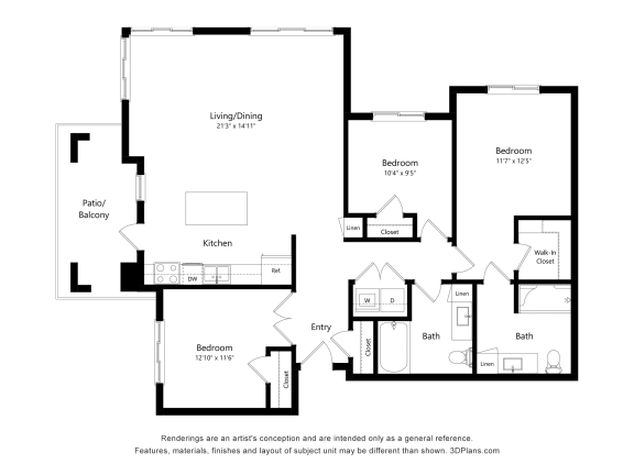 3 bed 2 bath A at Suncrest Vista at Canyon Trails 55+ Apartments, Goodyear, Arizona