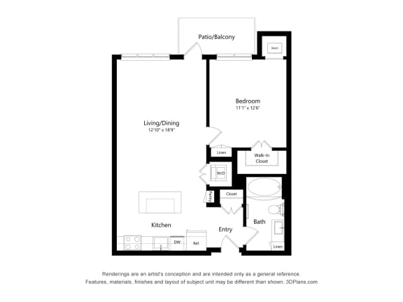 The Oasis at Twin Lakes_2D_1 Bedroom - B
