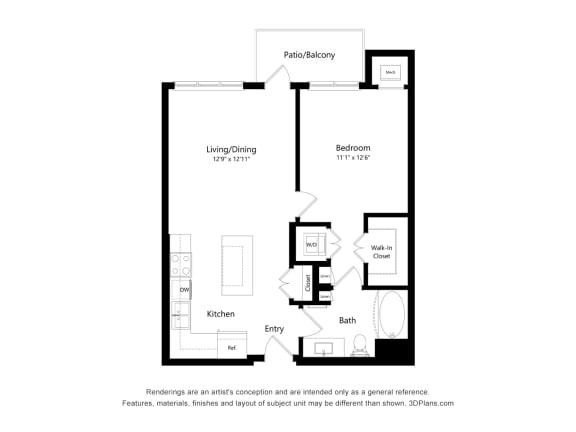 The Oasis at Twin Lakes_2D_1 Bedroom - D
