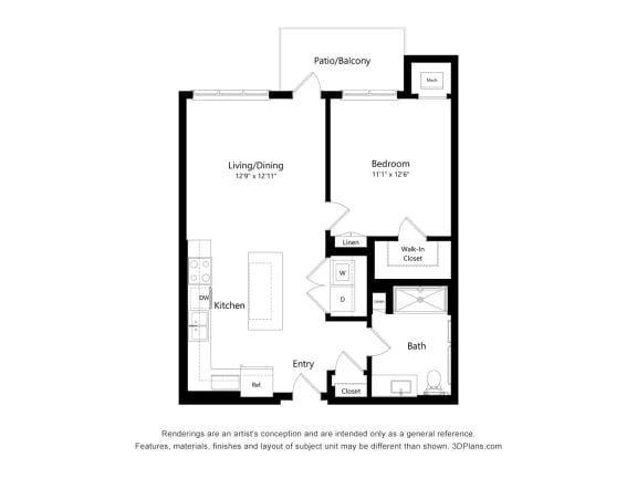 The Oasis at Twin Lakes_2D_1 Bedroom - E-ADA