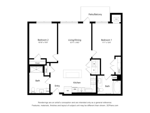 The Oasis at Twin Lakes_2D_2 Bedroom - B-ADA