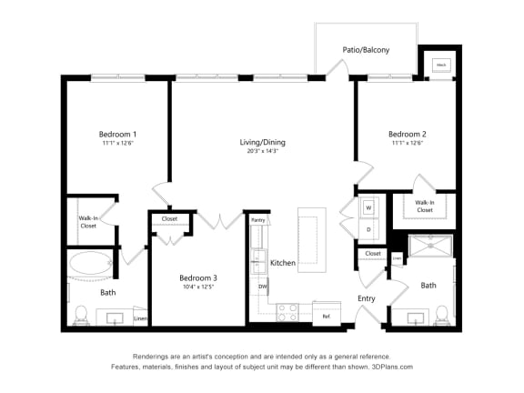 The Oasis at Twin Lakes_2D_3 Bedroom - B-ADA