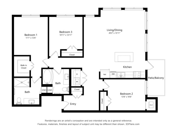 The Oasis at Twin Lakes_2D_3 Bedroom - C
