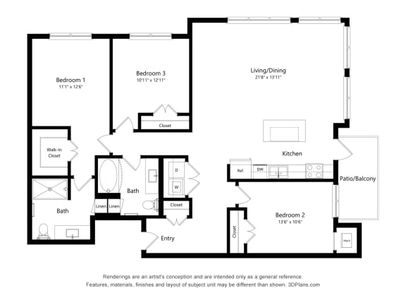 The Oasis at Twin Lakes_2D_3 Bedroom - E