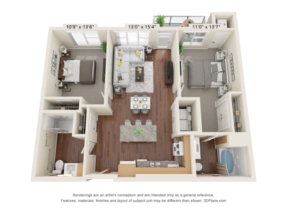 The Oasis at Twin Lakes_3D_2 Bedroom - B-ADA