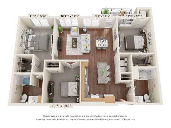 The Oasis at Twin Lakes_3D_3 Bedroom - B-ADA