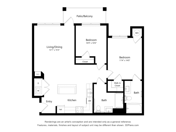 2 bed 2 bath G at The Meridian Apartments, Decatur, GA, 30032