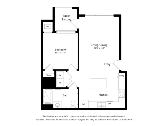 1A ADA Floor Plan Blueprint 1A ADA Floor Plan Blueprint at The Paramount, Atlanta, GA