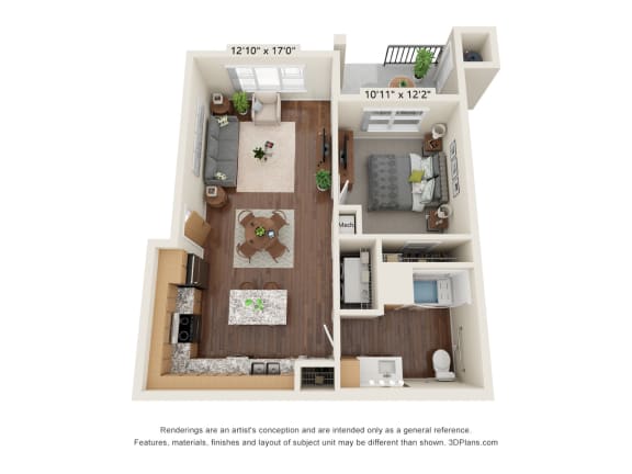 1 Bedroom - A3 Wheelchair Accessible Floor Planat The Promenade, Georgia, 30253