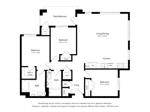 3 Bedroom Floor Plan at The Safford, Marana