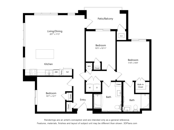 3 Bedroom Floor Plan at The Safford, Arizona