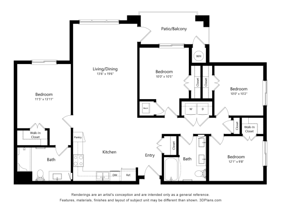 4 Bedroom Floor Plan at The Safford, Arizona, 85743