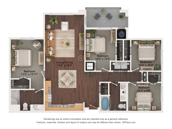 4 Bedroom Floor Plan at The Safford, Arizona